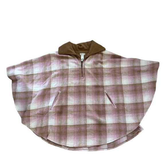Free‎ People Woodstock Cozy Oversized Boho Plaid Poncho Fall Layering - Picture 3 of 6